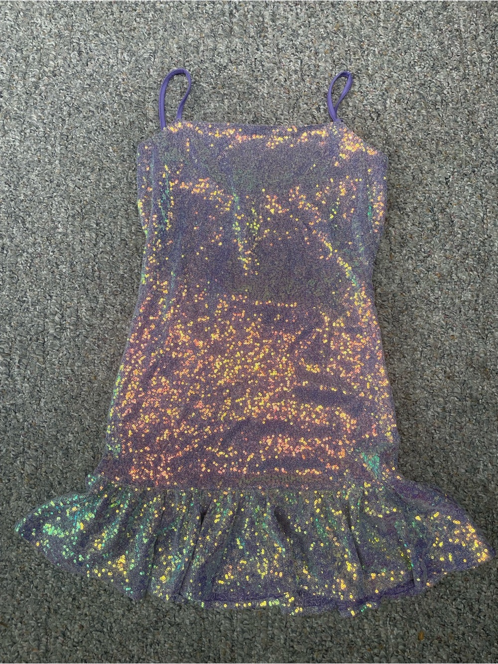 Nasty Gal Purple Iridescent mini dress with Ruffle Hem